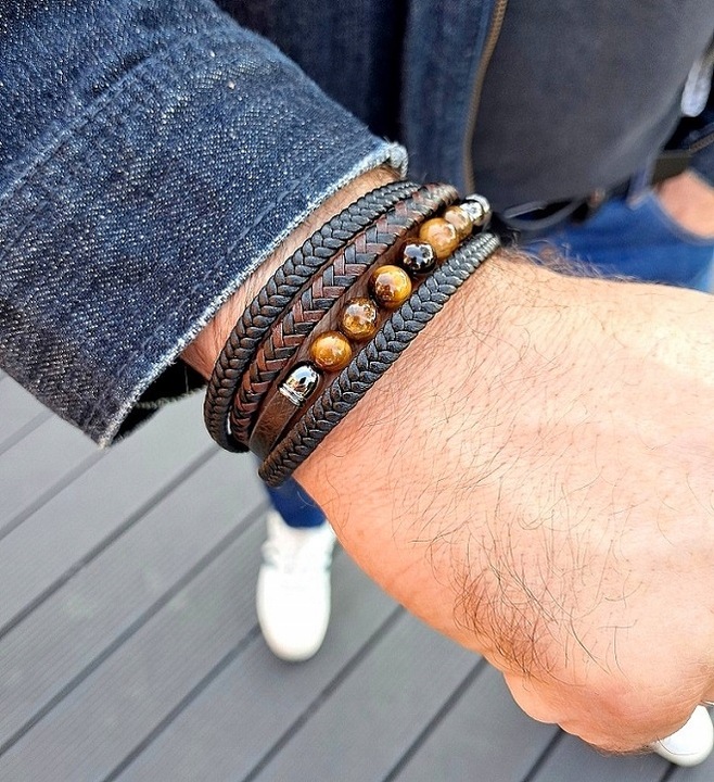 Bransoletka TYGRYSIE OKO dla taty GRAWER CZARNA