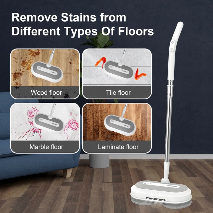 Akumulatorowy mop elektryczny 450ml Zestaw mopów obrotowych Myjka do okien