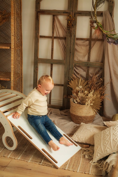 Zestaw Bujak Montessori + Ścianka + Zjeżdżalnia +Poduszka DREWNO CERTYFIKAT