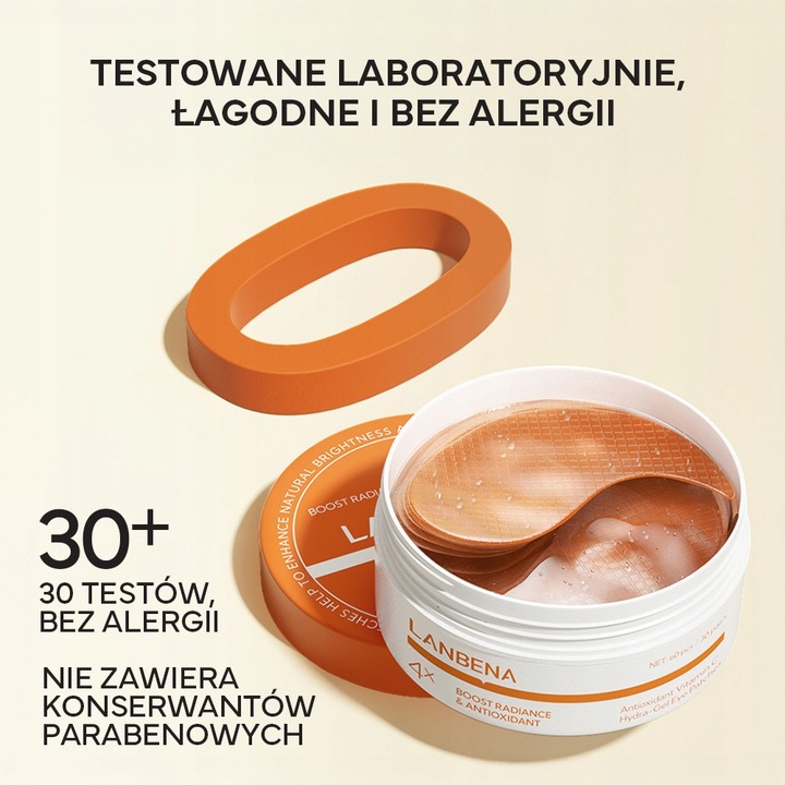 Lanbena Płatki Żelowe Pod Oczy Witamina C Rozjaśniające 60 Sztuk