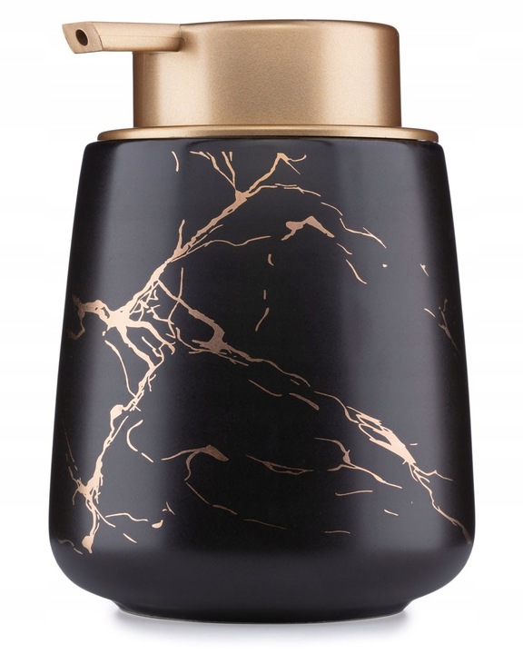 Komplet łazienkowy Sally Black Gold zestaw 3 el dozownik mydelniczka GLAM