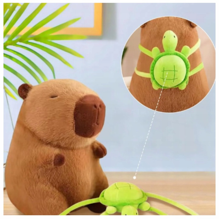 Maskotka Kapibara pluszak żółwik zabawka z plecakiem miękka pluszowa