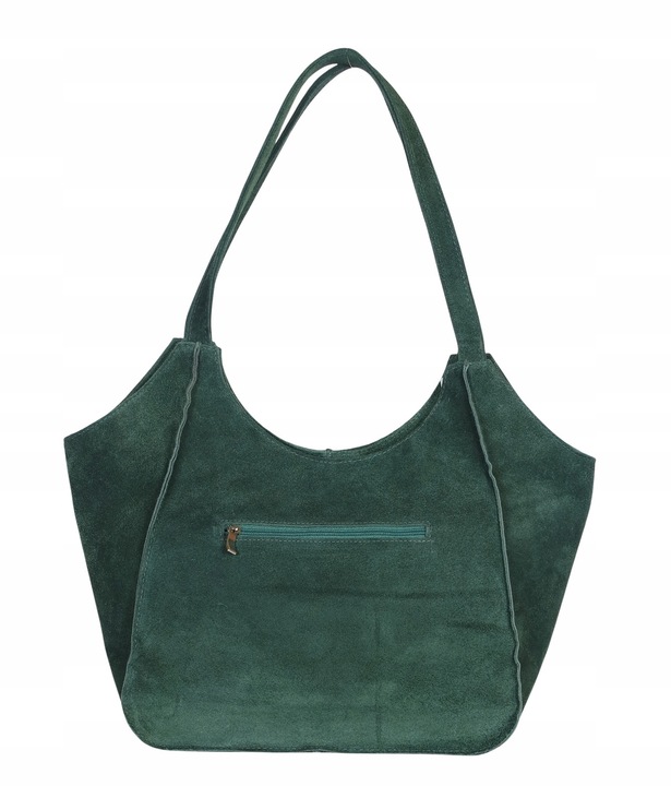 VERA PELLE Zamszowa TOREBKA duża SHOPPER BAG Praktyczne wnętrze Skóra Nat.