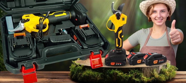 SEKATOR AKUMULATOROWY ELEKTRYCZNY NOŻYCE SEKATOR OGRODOWY MOCNY 2x 24V