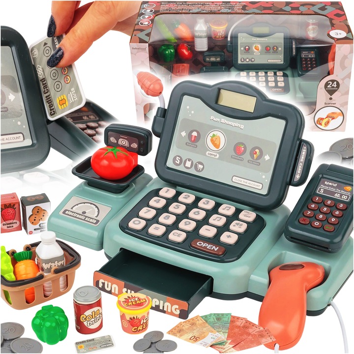 KASA SKLEPOWA DLA DZIECI DUŻY ZESTAW INTERAKTYWNA WYŚWIETLACZ LCD DŹWIĘK