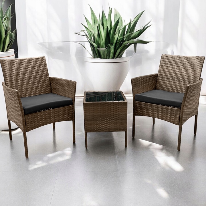 ZESTAW MEBLI OGRODOWYCH NM04 MTG MEBLE OGRODOWE TECHNORATTAN BRĄZ JASNY