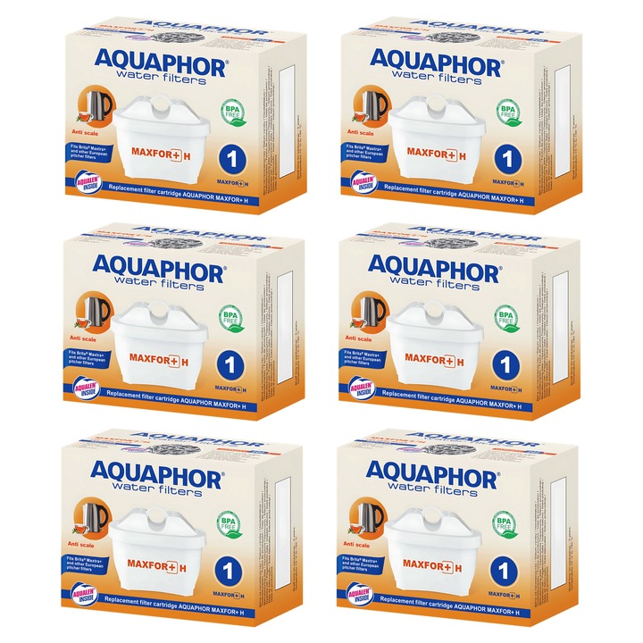 Filtr Aquaphor Maxfor+ H do wody twardej do dzbanka filtrującego, 6 szt.