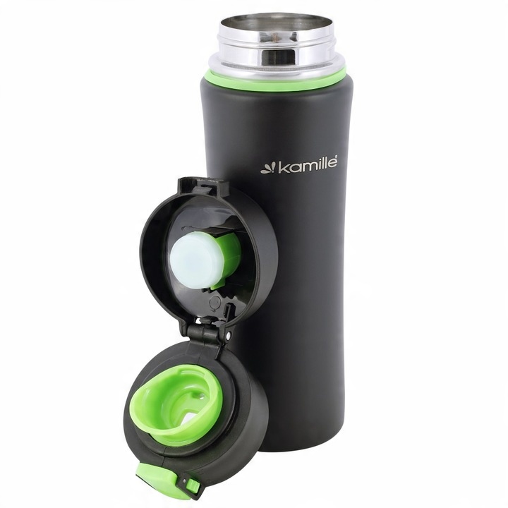 KUBEK TERMICZNY TERMOS STALOWY 100% SCZELNY pojemny bidon KAMILLE 500 ml