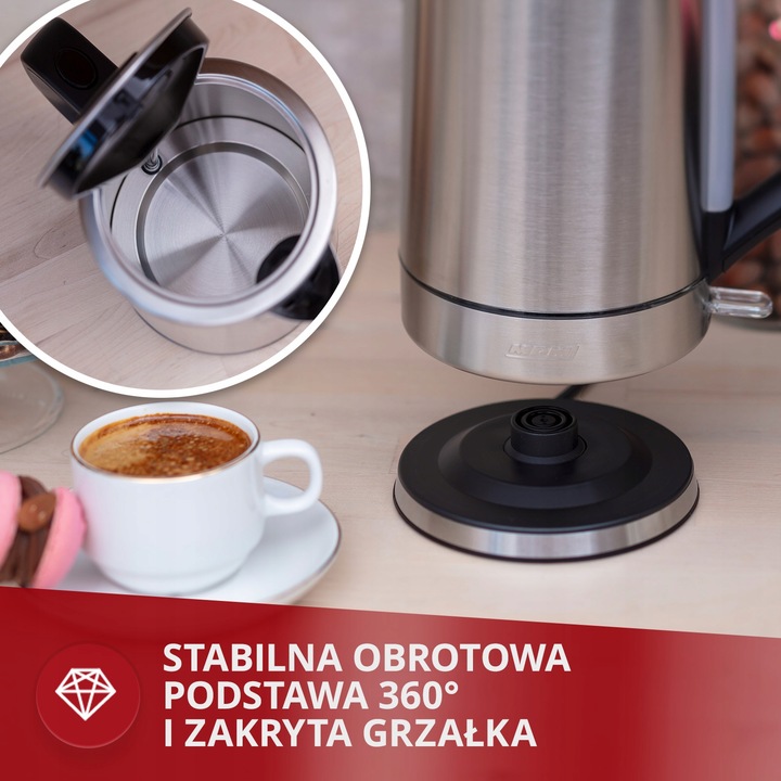 Czajnik elektryczny bezprzewodowy stal inox 2200W MPM MCZ-121M