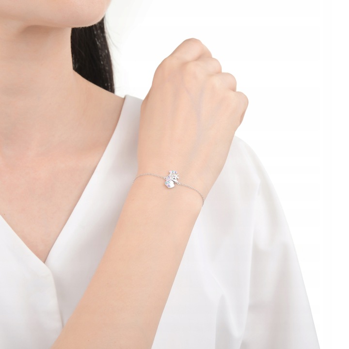 BRANSOLETKA SREBRNA DLA DZIEWCZYNKI JEDNOROŻEC CELEBRYTKA SREBRO PRÓBA 925