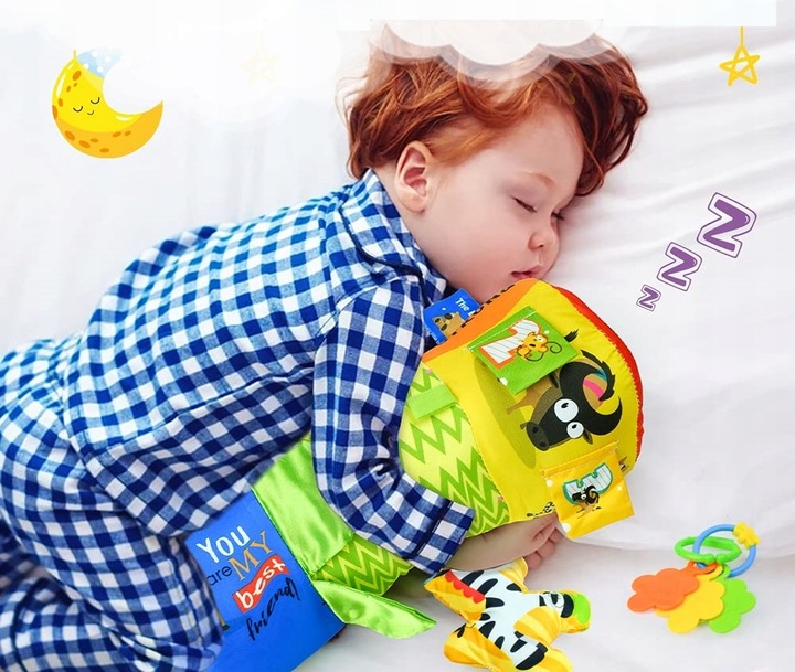 WAŁEK do RACZKOWANIA poduszka dla niemowląt WALEC grzechotki gryzak metki