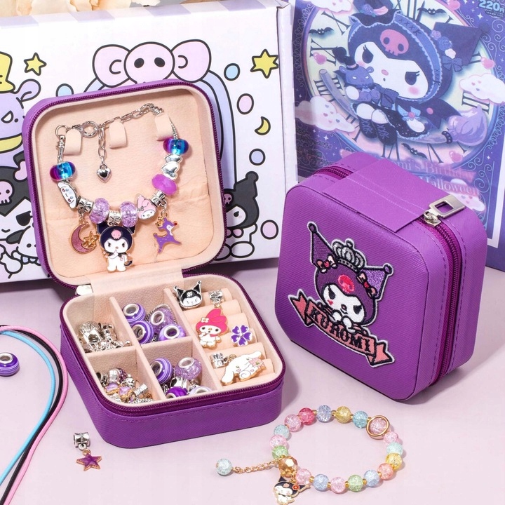 ZESTAW KUROMI DO ROBIENIA BRANSOLETEK NASZYJNIKÓW CHARMS HELLO KITTY