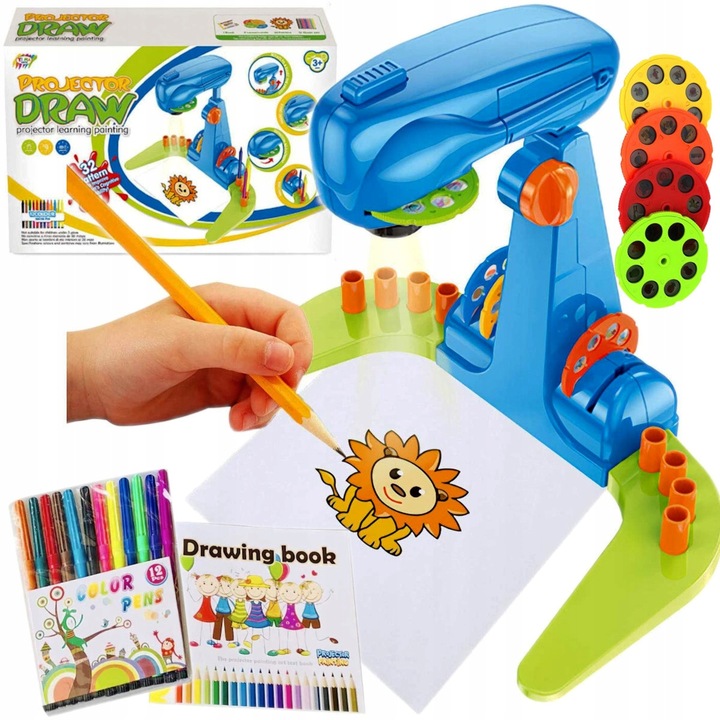 PROJEKTOR RZUTNIK DO NAUKI RYSOWANIA MALOWANIA ZE SLAJDAMI 32 SLAJDY MAZAKI