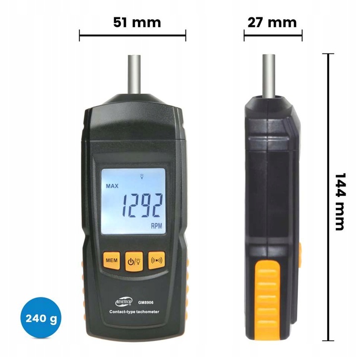 TACHOMETR LCD MIERNIK OBROTÓW DO 99999 RPM GM8906