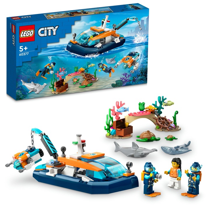 LEGO City Statek Łódka + Łódź podwodna + 3 Figurki 60377
