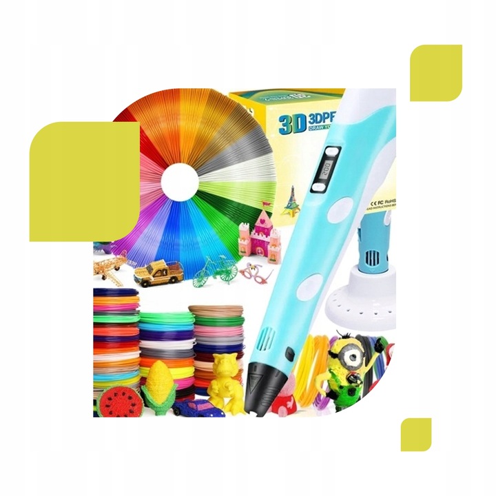 DŁUGOPIS MAGICZNY PEN DRUKARKA 3D ZESTAW 209 METRÓW WKŁADU KOLORY
