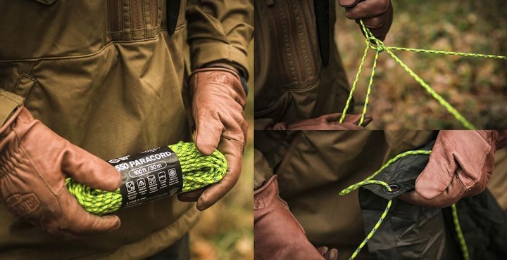 Linka Paracord Atwood USA 2.4mm x 30m Tactical Neon Yellow & Black Stripes