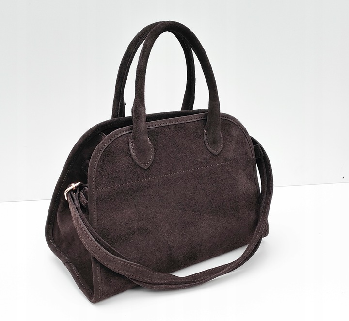 Torebka zamsz kuferek skóra naturalna brązowa czekoladowa espersso