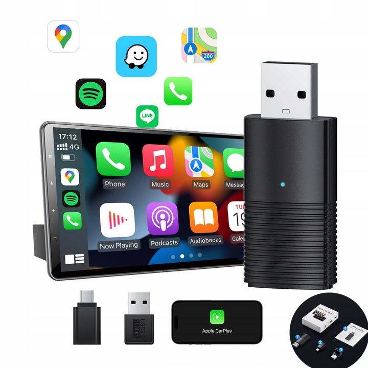Bezprzewodowy Adapter Mini USB CarPlay do iPhone iOS