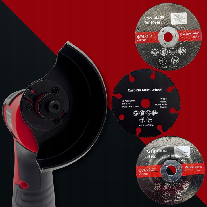 MINI SZLIFIERKA AKUMULATOROWA KĄTÓWKA 76MM 3 TARCZE WALIZKA PRZENOŚNA HILDA