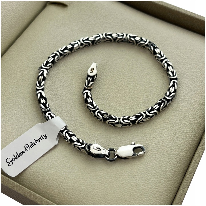 BRANSOLETKA SREBRNA SPLOT KRÓLEWSKI SREBRO PR. 925 GRAWER DLA CHŁOPCA 19 CM