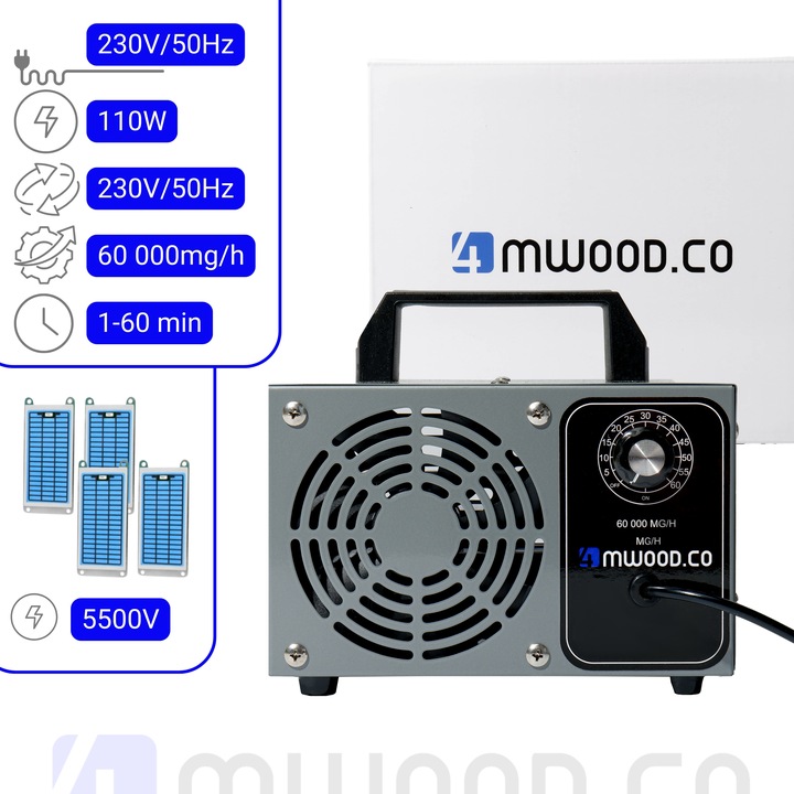 OZONATOR GENERATOR OZONU OCZYSZCZACZ DO POWIETRZA 60 000 mg/h +TIMER 110W