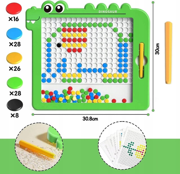 TABLICA MAGNETYCZNA MagPad MONTESSORI DINOZAUR DINOBOARD MAGNETYCZNE WOOPIE