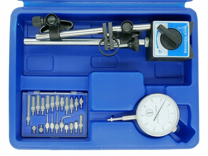 CZUJNIK ZEGAROWY + STATYW DO SPRAWDZANIA BICIA TARCZ Z KOŃCÓWKAMI W WALIZCE