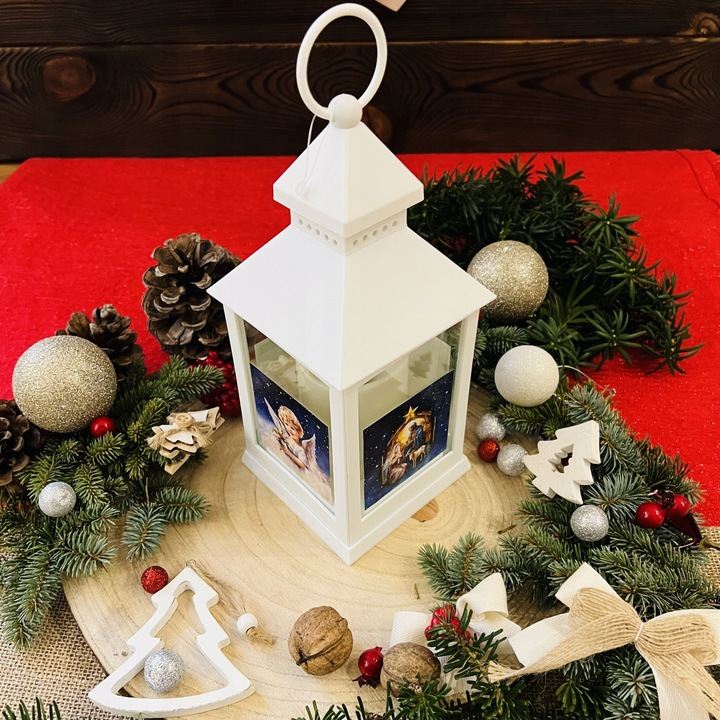 Lampion na Roraty świeca LED na baterie, biała Latarenka adwentowa ŚLICZNY