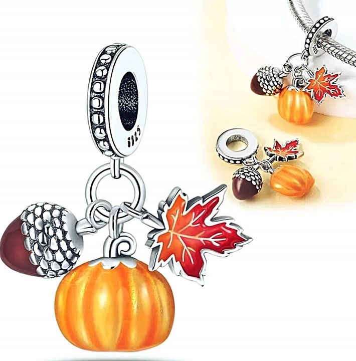 MD jesienny charms zawieszka żołądź dynia liść klon JESIEŃ | S925