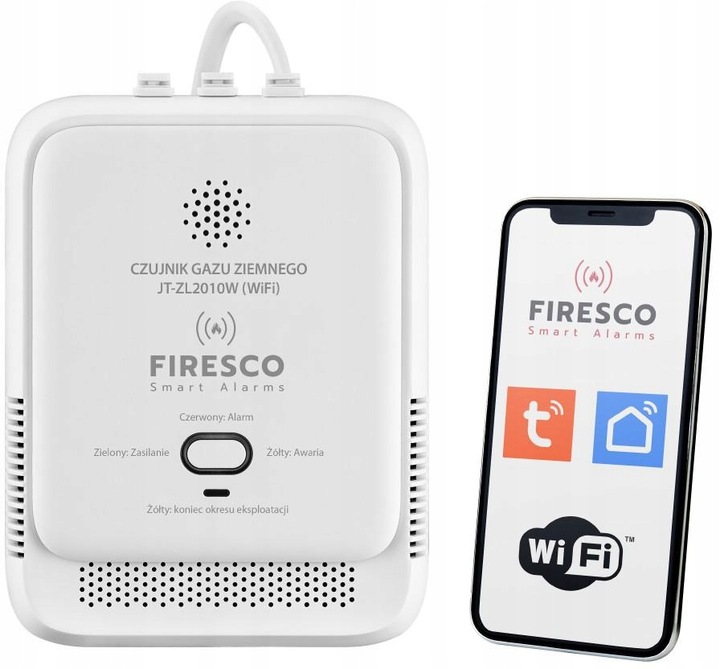CZUJNIK GAZU ZIEMNEGO LNG METAN Firesco JT-ZL2010W Z MODUŁEM WiFi Tuya