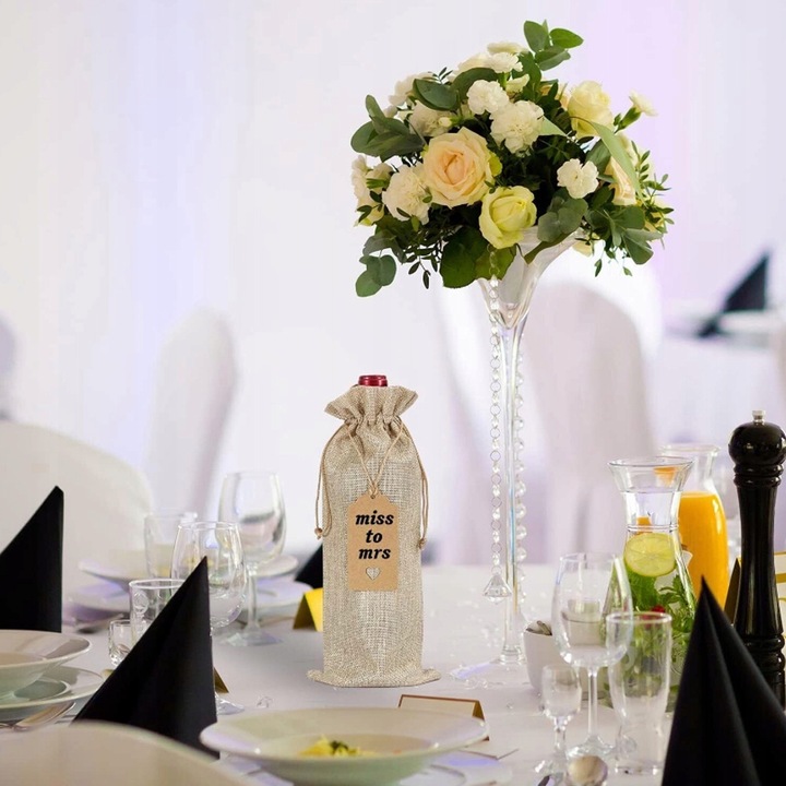 12X TORBY NA BUTELKI WINA ZE SZNURKIEM I PRZYWIESZKAMI TORBY JUTOWE