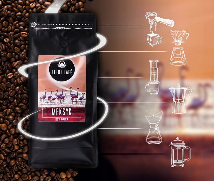Kawa Mielona Świeżo Palona 100% Arabica Meksyk 500G Eight Cafe