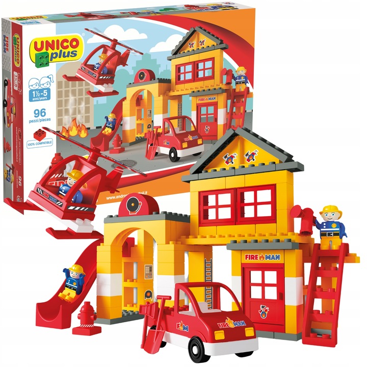 KLOCKI DLA DZIECI UNICO STRAŻ POŻARNA KONSTRUKCYJNE 96 ELEMENTÓW