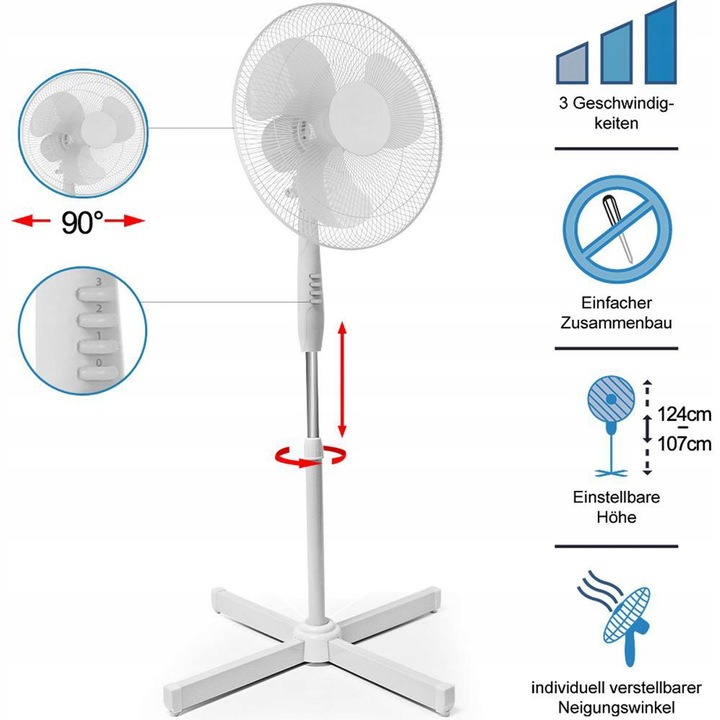 Wentylator podłogowy Ito 40CM Ventilator biały