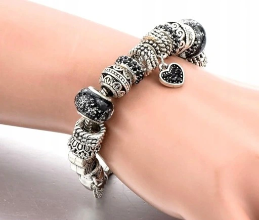 Bransoletka modułowa charms srebrna serduszko