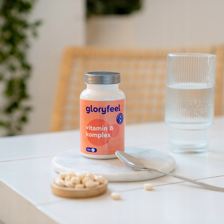 WITAMINA B COMPLEX B1 B3 B6 B12 odporność vegan 200 tabletek gloryfeel