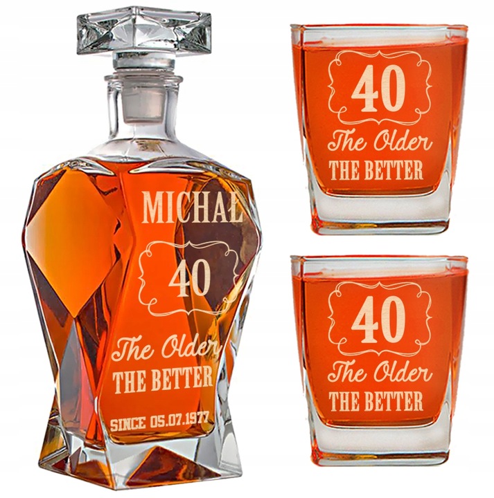 KARAFKA + 2 SZKLANKI DO WHISKY NA PREZENT GRAWER