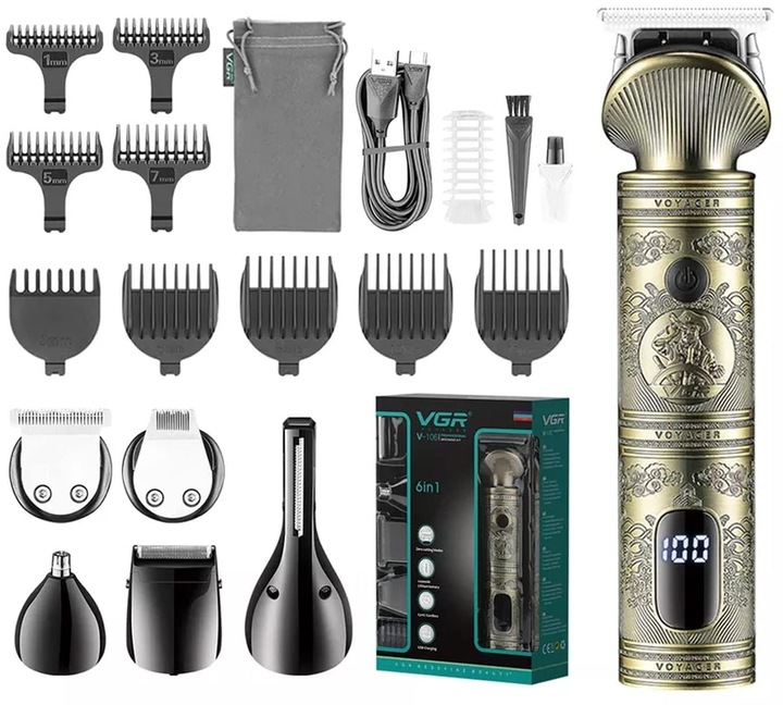 MASZYNKA do WŁOSÓW TRYMER do BRODY NOSA ZESTAW 6W1