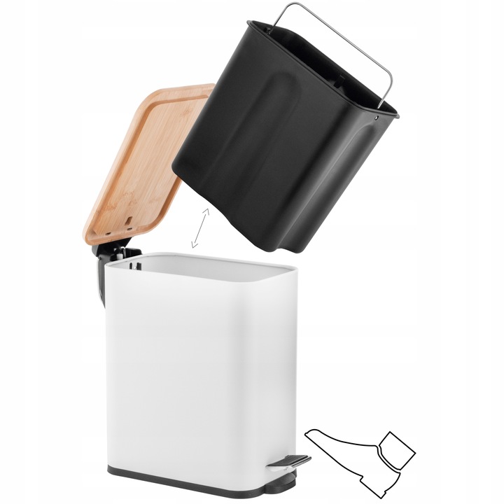 Kosz na śmieci łazienkowy 5l bambus WOLNY OPAD do wc łazienki kuchni biały