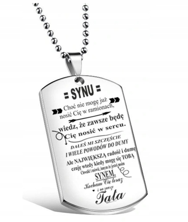 NASZYJNIK DLA SYNA OD TATY NA URODZINY NIEŚMIERTELNIK DLA CHŁOPAKA G3204002