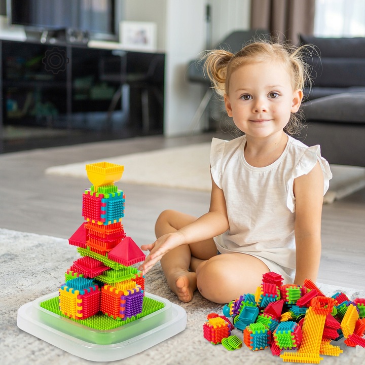 KLOCKI KONSTRUKCYJNE WAFLE JEŻYKI KOLOROWE MOCNE DLA DZIECI WIADERKO XXL