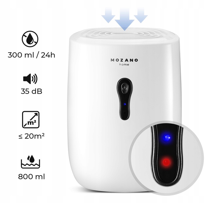 POCHŁANIACZ WILGOCI AUTOMATYCZNY SMART 800ml OSUSZACZ POWIETRZA CICHY 30W