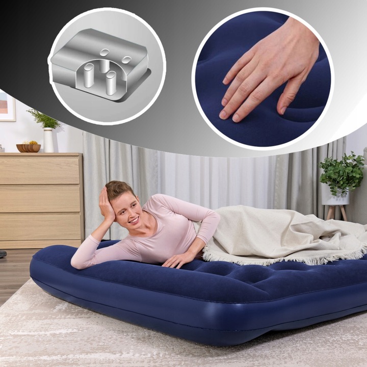 MATERAC DMUCHANY DWUOSOBOWY BESTWAY z pompką ŁÓŻKO TURYSTYCZNE 203 x 152CM