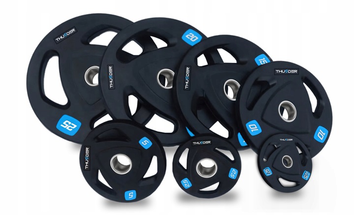 Obciążenie 25kg olimpijskie 51mm Thunder do ćwiczeń hantli sztang gumowane