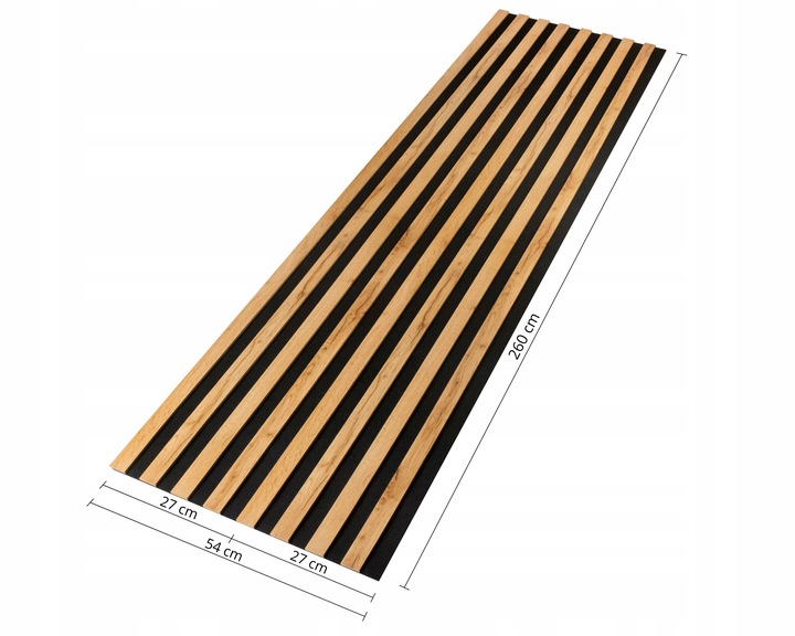 Lamele ścienne 54x260 cm, akustyczne na czarnym filcu - Dąb Wotan 279