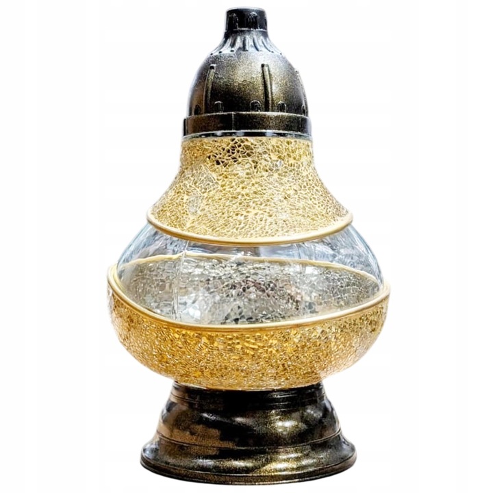 ZNICZ SZKLANY WITRAŻ ZŁOTY TŁUCZONE SZKŁO LAMPION NA GRÓB MOZAIKA KARAFA