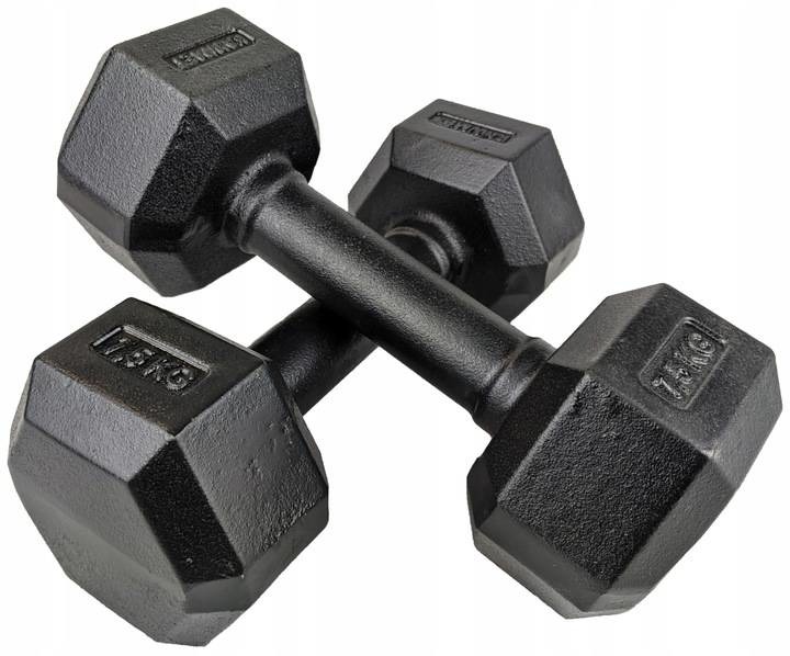 ŻELIWNA HANTLA HEXAGONALNA HEX 2x7,5 KG ZESTAW