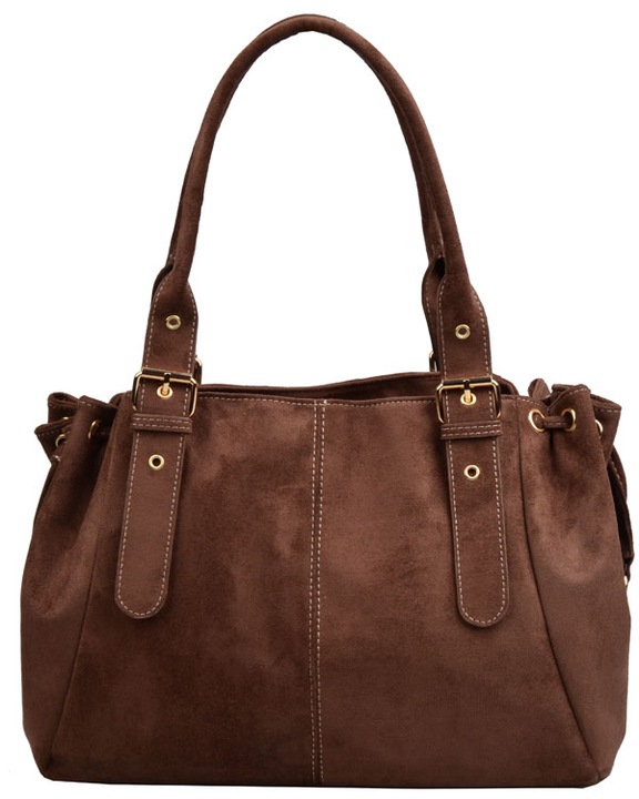 BESTINI torebka damska KLASYCZNA na ramię A4 ZAMSZ czekolada shopper