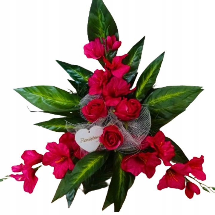 STROIKI NA CMENTARZ kompozycja stroik na grób kwiaty sztuczne w doniczce